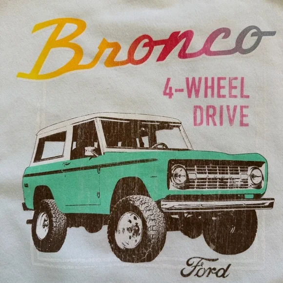Ford Bronco Oversized Sweatshirt Small Mint Green 4-Wheel Drive Graphic Pullover - Picture 3 of 9